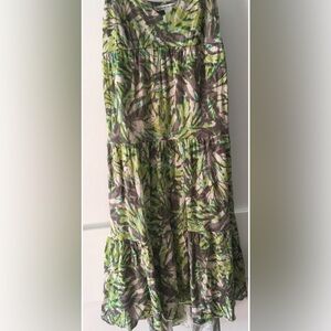 Banana Republic High Low Adjustable Spaghetti Straps Tiered Dress Short S Lined